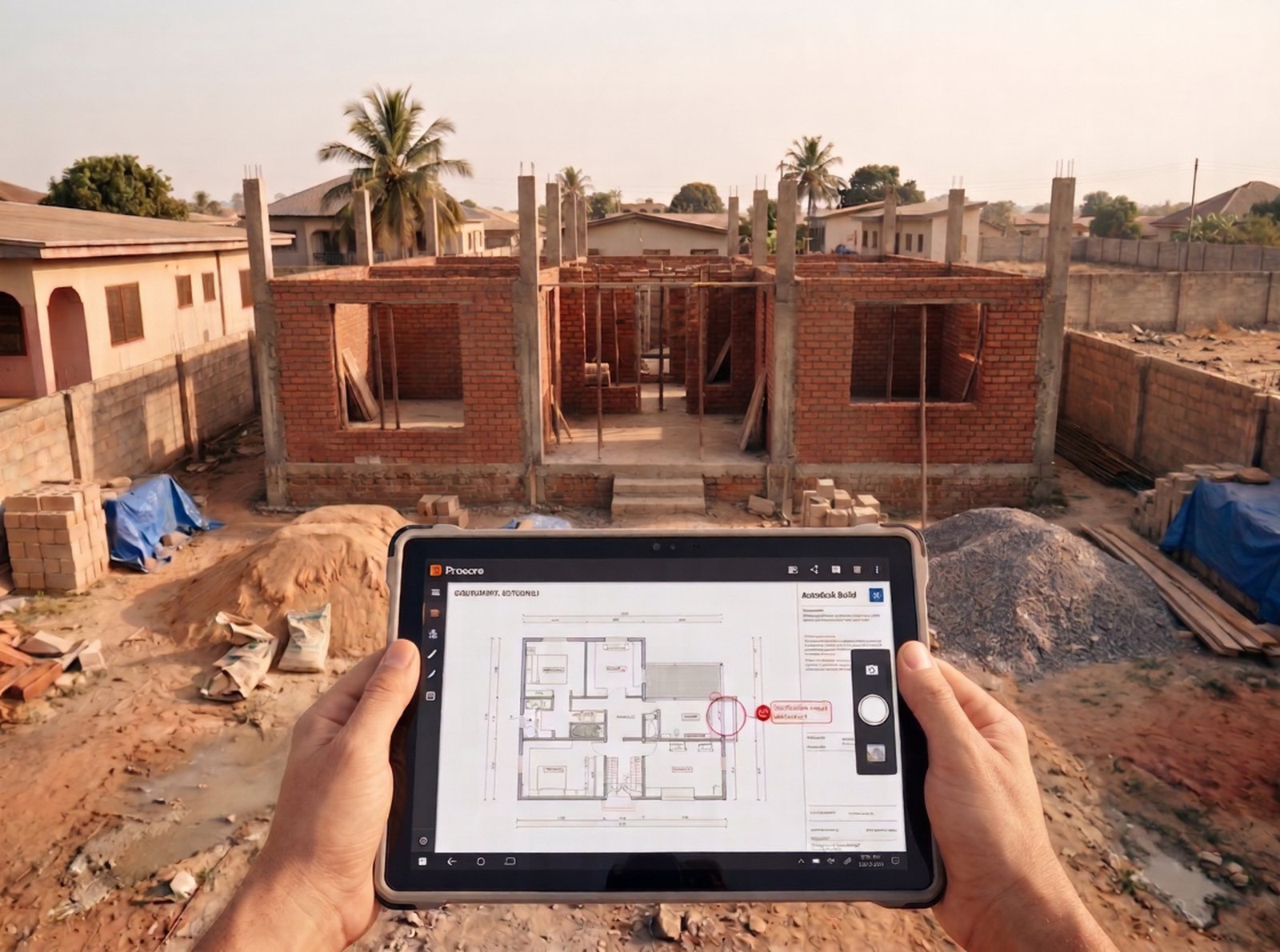 Maison en construction au Tchad